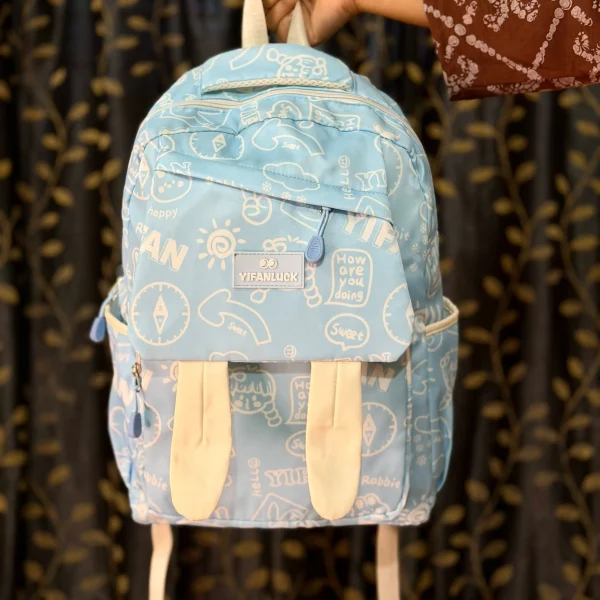 One-Shoulder School Bag Blue