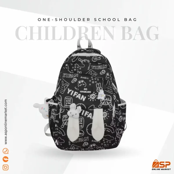 One-Shoulder School Bag Black