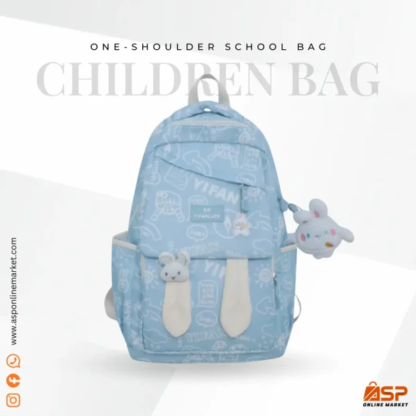 One-Shoulder School Bag Blue