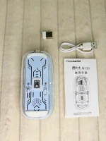 FMOUSE Transparent Crystal 2.4G + Bluetooth Magnetic Wireless Mouse – Blue - Image 2