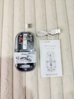 FMOUSE Transparent Crystal 2.4G + Bluetooth Magnetic Wireless Mouse – Gray